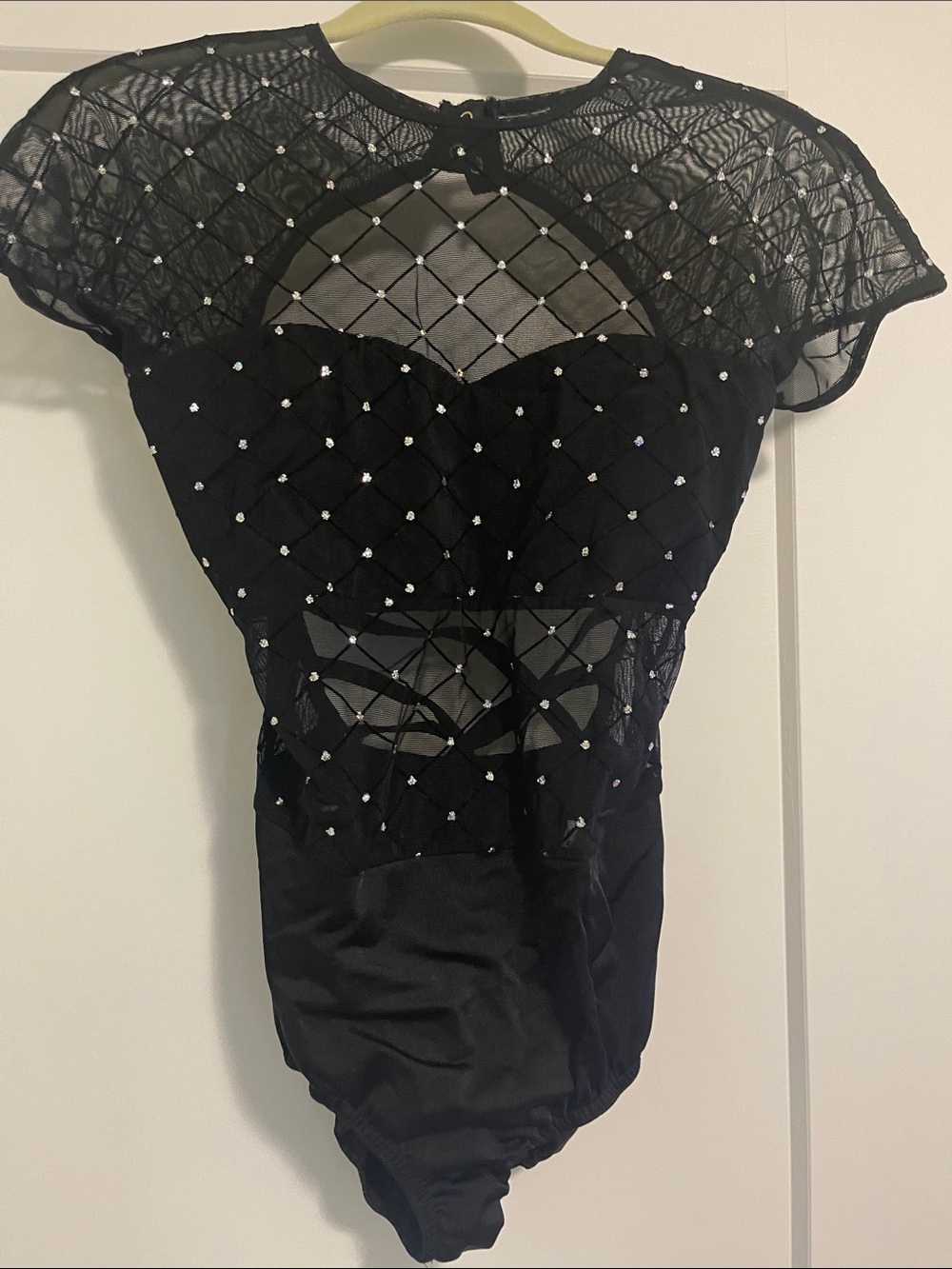 Kelle Company Black Mesh Embellished Women’s Leotard